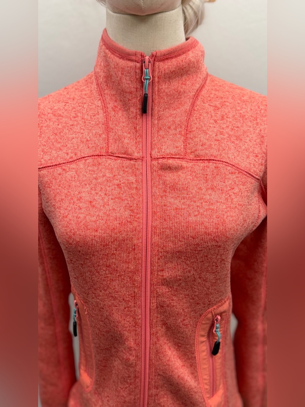 Icewear Iceland Full Zip Fleece Jacket XS Coral Pink Heathered Outdoor Hiking - Picture 3 of 16